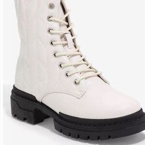 Aldo White Quilted Combat Boots